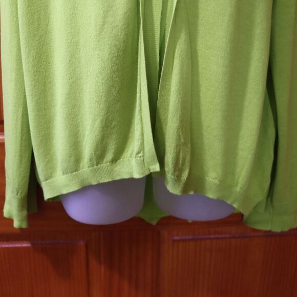 Kenneth Cole Lime Green Cardigan Exposed Zipper Sheer Back LG - Picture 4 of 16